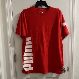 PUMA Men's Bold Red Tee with White Logo